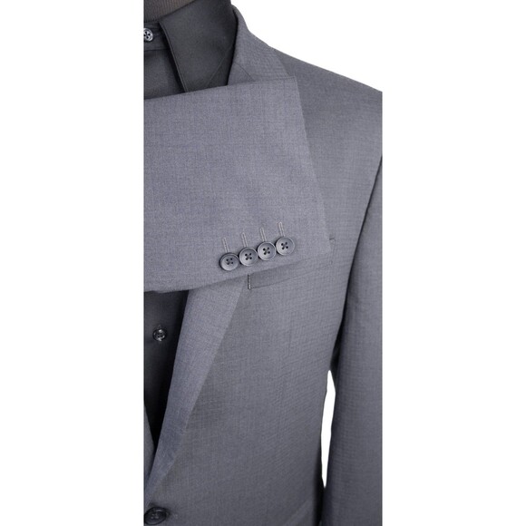 Haggar Sport Coat Blazer Sz 44L Micro Check Gray Two Button Classic fit Poly EUC - Picture 6 of 13